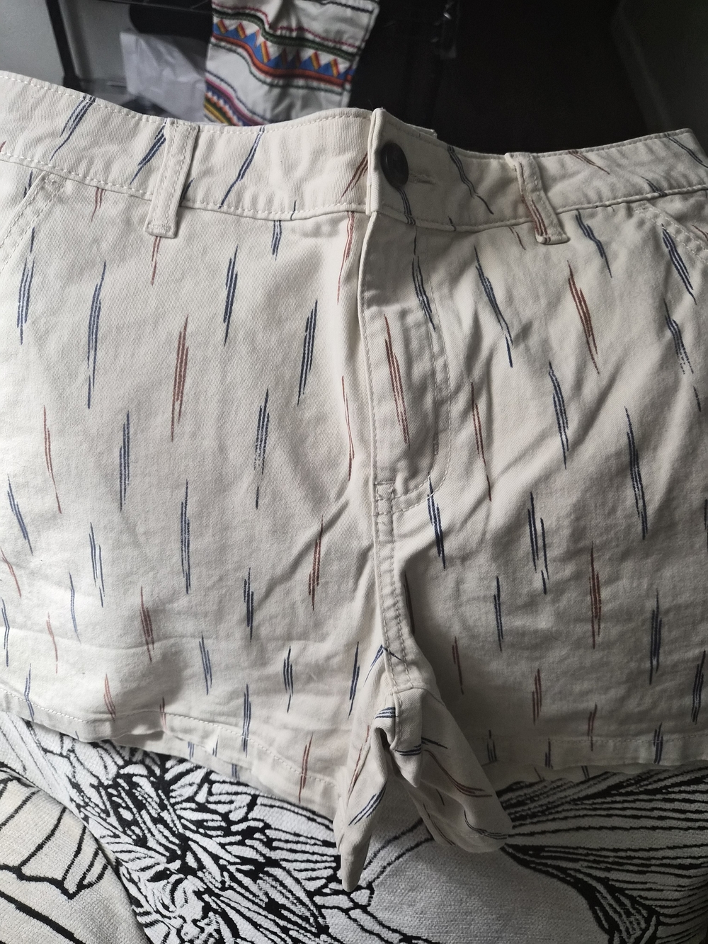 a.n.a Cream Shorts with Blue and Brown Dash Print